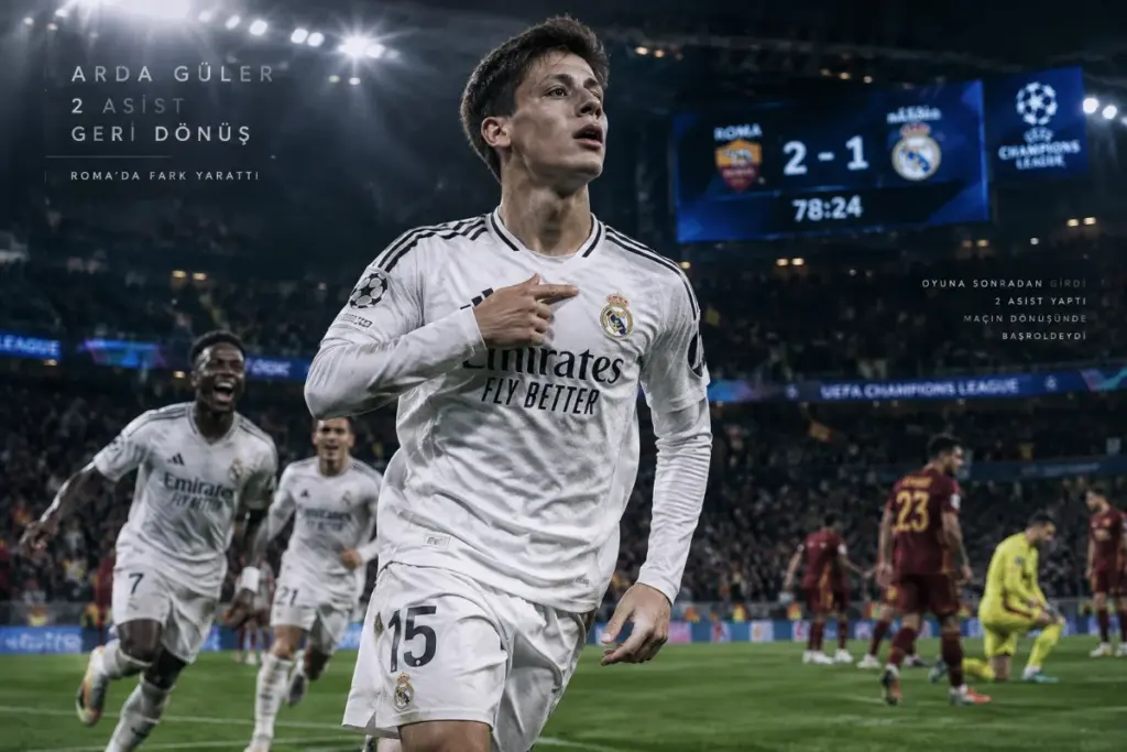 Real Madrid’in Genç Dehası Arda Güler Roma Karşısında Oyunun Kaderini Değiştirdi